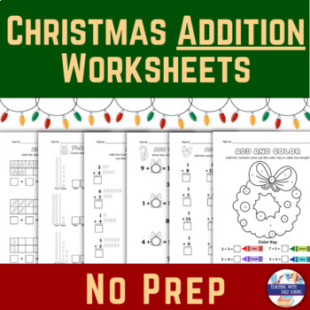 Preview of Christmas Addition Worksheets for Pre-K, Kindergarten and 1st Grade