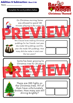 Christmas Addition and Subtraction Bar Model Word Problems - Grades 2 and 3