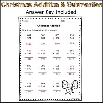 Christmas Addition and Subtraction Freebie by The Traveling Educator