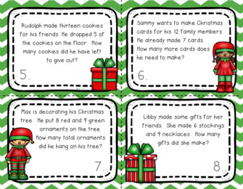 Christmas Addition and Subtraction Task Cards by Prickly Pair | TpT