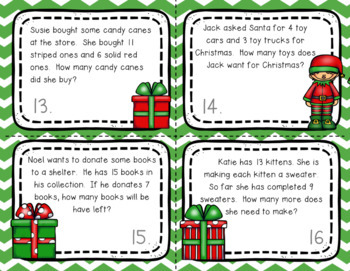 Christmas Addition and Subtraction Task Cards by Prickly Pair | TpT