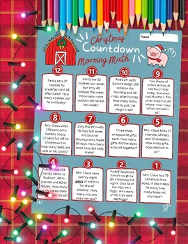 Preview of Christmas Addition and Subtraction Worksheet Christmas Countdown Math Printable