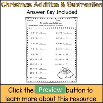 Christmas Addition and Subtraction Worksheets by The Traveling Educator