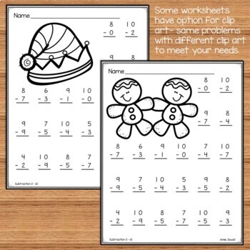 Christmas Addition and Subtraction Worksheets Numbers 1 - 10 by Annie ...