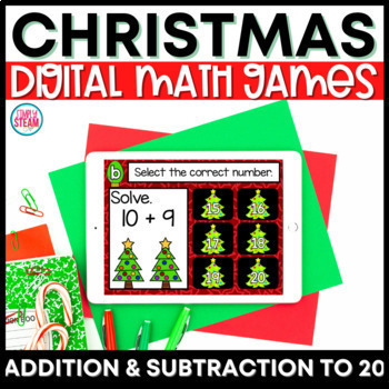 Preview of Christmas Addition and Subtraction to 20 | Digital Math Game