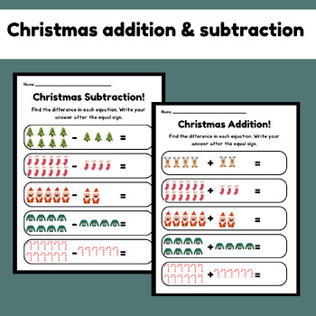 Christmas | Addition and Subtraction worksheets | by ButterflyCreations