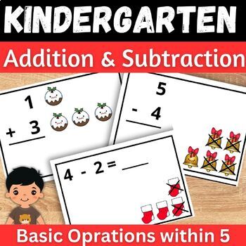 Preview of Christmas Addition and subtraction within 5 Game for Kindergarten math Center