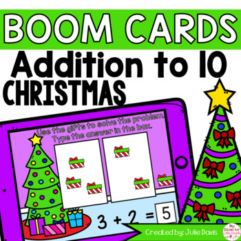 Preview of Christmas Addition to 10 Math Centers | Digital Game Boom Cards