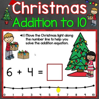 Christmas Addition to 10 with a Number Line Digital Boom Cards | TPT
