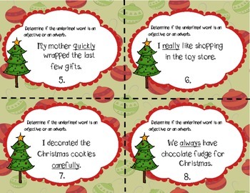 Christmas Adjective& Adverb Task Cards by 5thGradeRocks, 5thGradeRules
