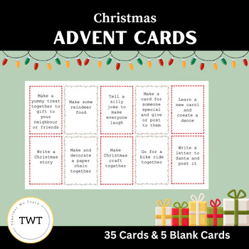 Christmas Advent Cards by Together We Teach AU | TPT