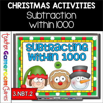 Preview of Subtraction within 1000 Christmas Powerpoint Game