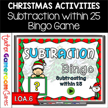 Preview of Subtracting within 25 Christmas Bingo Powerpoint Game