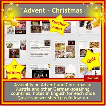 Preview of Christmas Advent English German Presentation and Quiz
