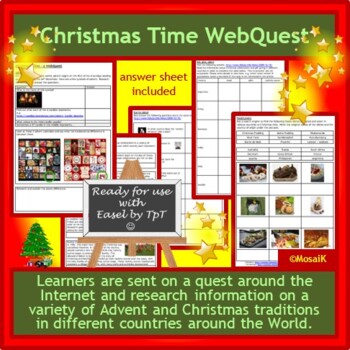 Preview of Christmas Advent English WebQuest Easel