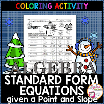 Preview of Christmas Algebra 1 Writing Linear Equations in Standard Form | Point and Slope
