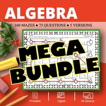Preview of Christmas: Algebra BUNDLE Maze Activity