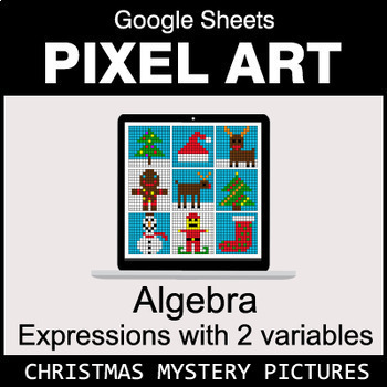 Preview of Christmas - Algebra: Expressions with 2 variables - Google Sheets