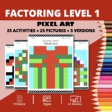 Christmas: Algebra Factoring Level 1 Pixel Art Activity