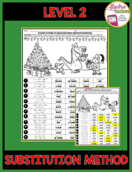 CHRISTMAS Algebra: Solving Systems of Equations (4 LEVELS) Coloring