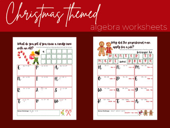 Preview of Christmas Algebra Worksheet BUNDLE | Holiday Activities | High school worksheets