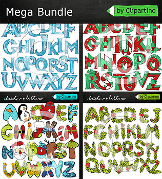 Preview of Christmas Alphabet  Clipart Bundle Commercial use