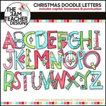 Preview of Christmas Alphabet Doodle Letters - Over 100 Images!