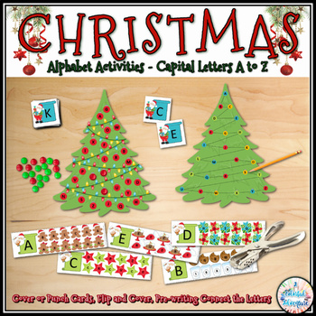 Preview of Christmas Alphabet Letters Activity for December Literacy Centers {uppercase}