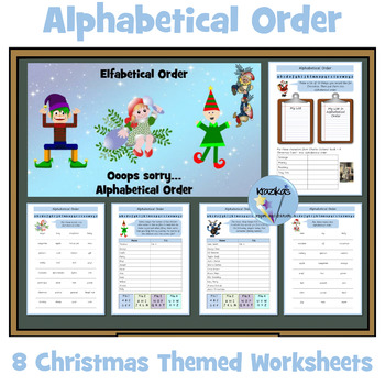 Preview of Alphabetical Order - Christmas Themed Worksheets