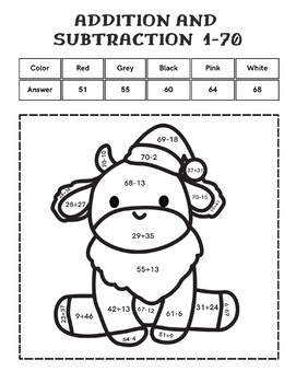 Christmas-Animals 2 Digit Math Equations Color By The Code Holiday ...