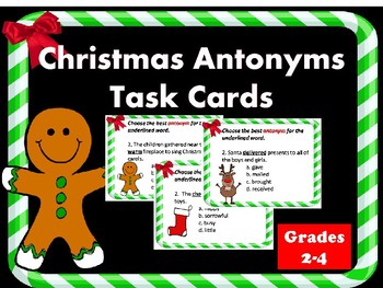 Christmas Antonyms Task Cards by Reading Tree 123 | TpT
