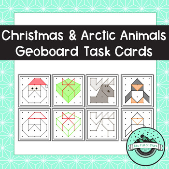 Preview of Christmas & Arctic Animals Geoboard Task Cards