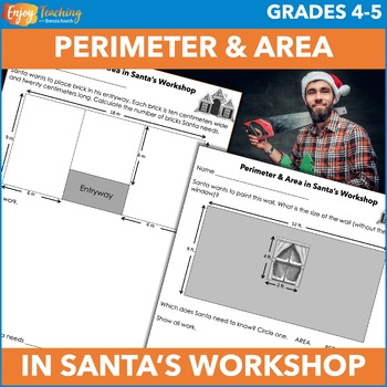 Preview of Christmas Area & Perimeter Differentiated Worksheets: 4th & 5th Grade Activities