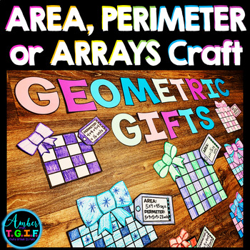 Preview of Winter Area and Perimeter Math Craft Bulletin Board Multiplication Arrays