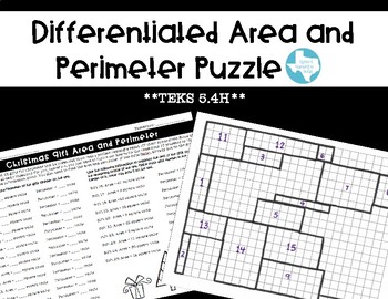 Preview of Christmas: Area and Perimeter Puzzle (TEKS 5.4H)