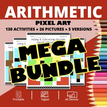 Preview of Christmas Arithmetic BUNDLE: Math Pixel Art Activities
