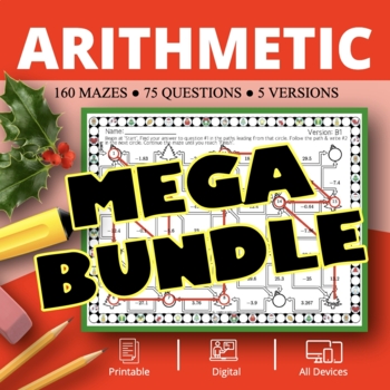 Preview of Christmas: Arithmetic BUNDLE Maze Activity