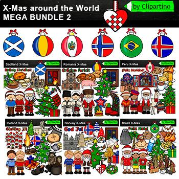 Preview of Christmas Around The World Clip Art BUNDLE 2/ Peru/ Scotland /Brazil /Iceland