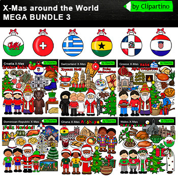 Preview of Christmas Around The World Clip Art BUNDLE 3/ Ghana/ Dominican Republic/Greece