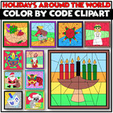 Christmas Around The World Color by Number or Code Clip Ar