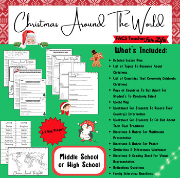 Preview of Christmas Around The World Lesson Bundle-Middle School, High School, Social, FCS