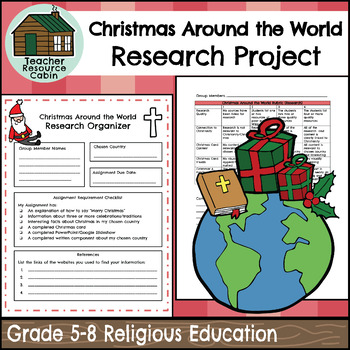 Preview of Christmas Around The World Research Project (Grade 5-8 Religious Education)