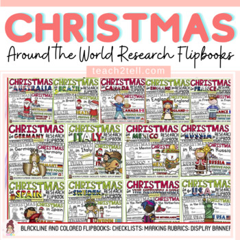 Preview of Christmas Around The World Research Project Informational Writing Flipbooks