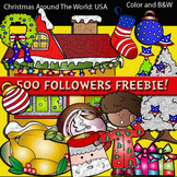 Christmas Around The World: USA Clip art. 500 followers Freebie!!