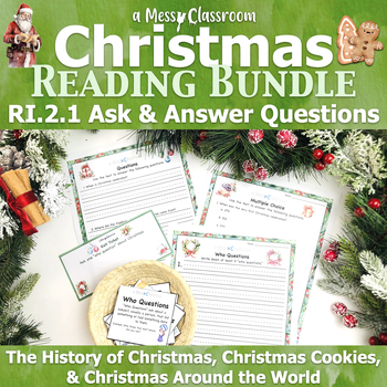 Preview of Christmas Around World History Cookies Snow Bundle RI.2.1 Ask & Answer Questions