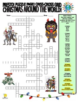 Preview of Christmas Around the World (3 Puzzles : wordsearch / cc grid / match / holidays)
