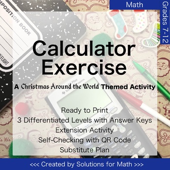 Preview of Christmas Around the World Calculator Math Activity High School