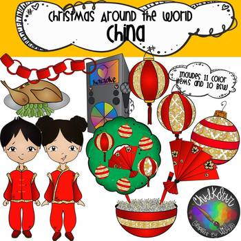 Preview of Christmas Around the World China Clip Art- Chalkstar Graphics