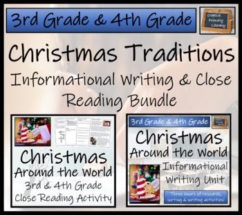 Preview of Christmas Around the World Close Reading & Writing Bundle 3rd & 4th Grade