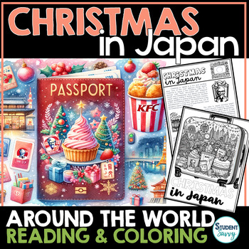 Preview of Christmas Around the World Coloring Sheets JAPAN Reading Passage Passport